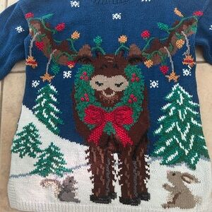 Festive Blue Reindeer Sweater